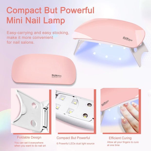 6 PCS Poly Gel Nail Kit With UV Lamp, Nail Brush And Nail Forms Top Base Coat Builder Nails Art Tools