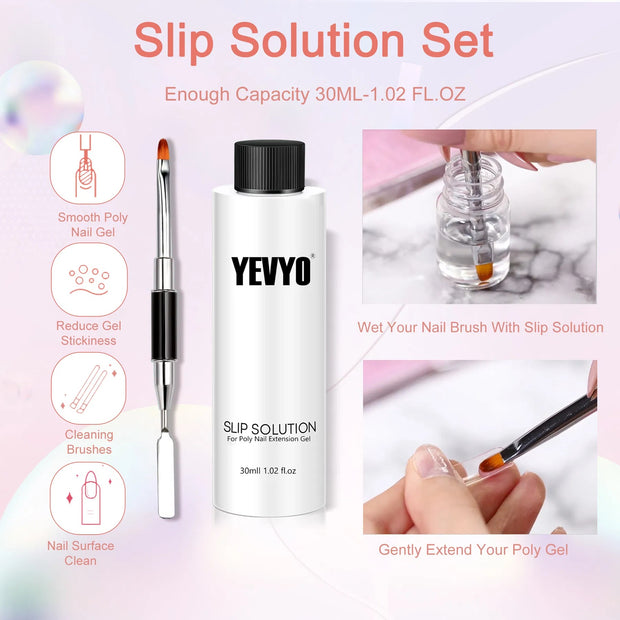 6 PCS Poly Gel Nail Kit With UV Lamp, Nail Brush And Nail Forms Top Base Coat Builder Nails Art Tools