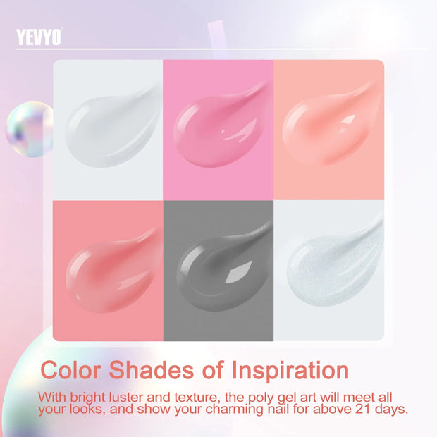 6 PCS Poly Gel Nail Kit With UV Lamp, Nail Brush And Nail Forms Top Base Coat Builder Nails Art Tools